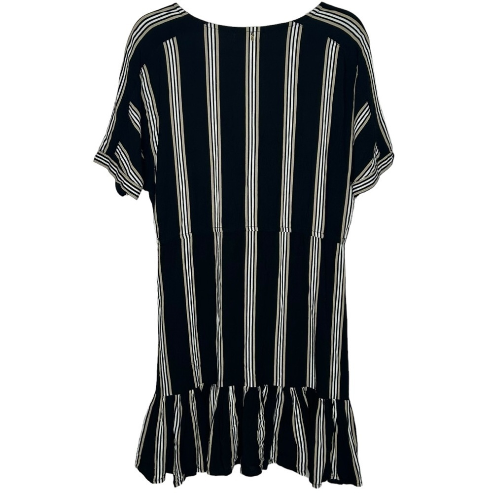 BEACHGOLD Striped V-Neck Ruffle Hem Mini Dress - Picture 3 of 15